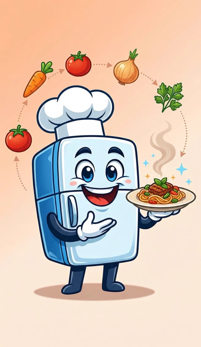 Frigolo chef prépare un plat avec tes ingrédients